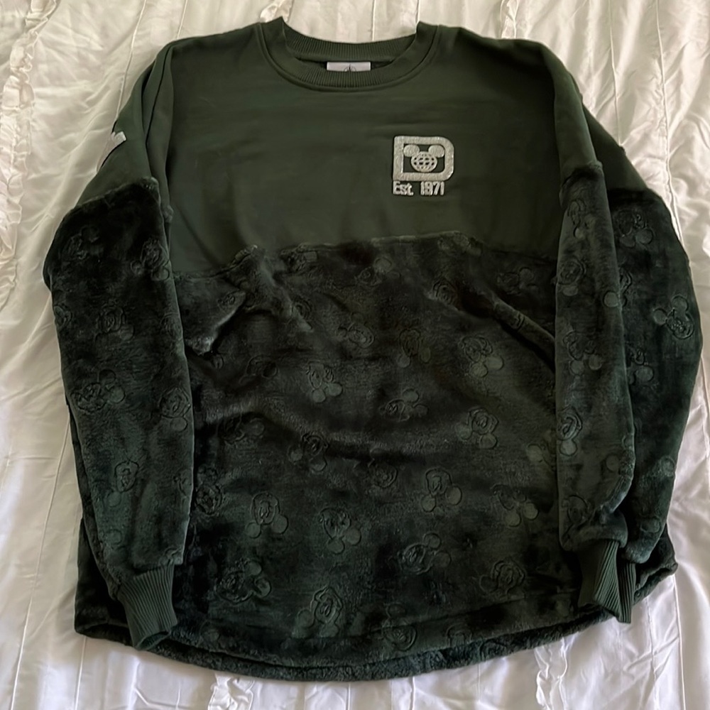 Disney Holiday Green Mickey Icon Velour Furry Spirit Jersey